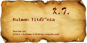 Kulman Titánia névjegykártya